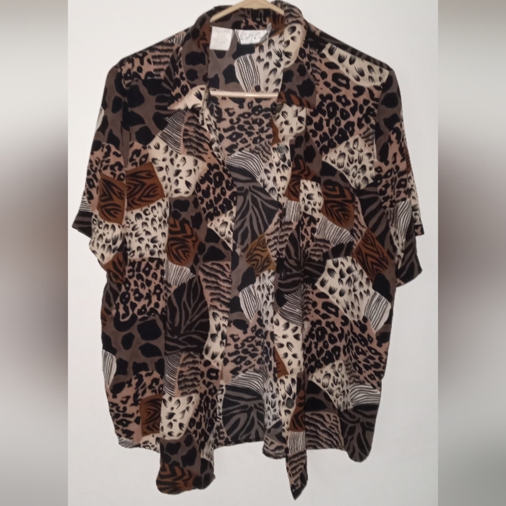 Kathy Che Women's Animal Print Size LP Blouse Top